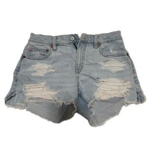 American Eagle Outfitters Light Blue Ripped Jean Shorts